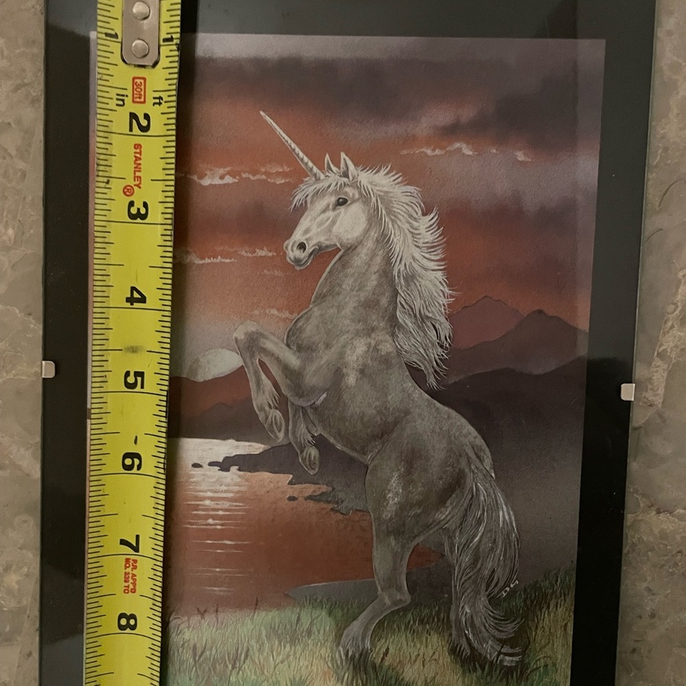 Vintage Wrightsons Foilgraphics London Unicorn in Valley Etching Framed Art - Picture 5 of 6